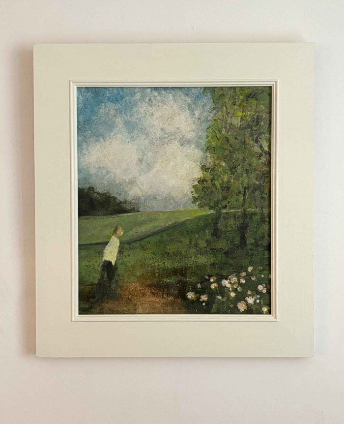 Open Fields. Landscape Figurative Paintings by David Brayne. Watercolour and mixed media on paper.