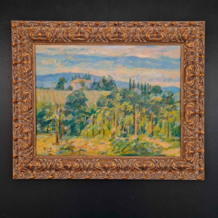 Vineyard Near San Gimignano. European Landscape Paintings by Michael Bowman. Oil on canvas.