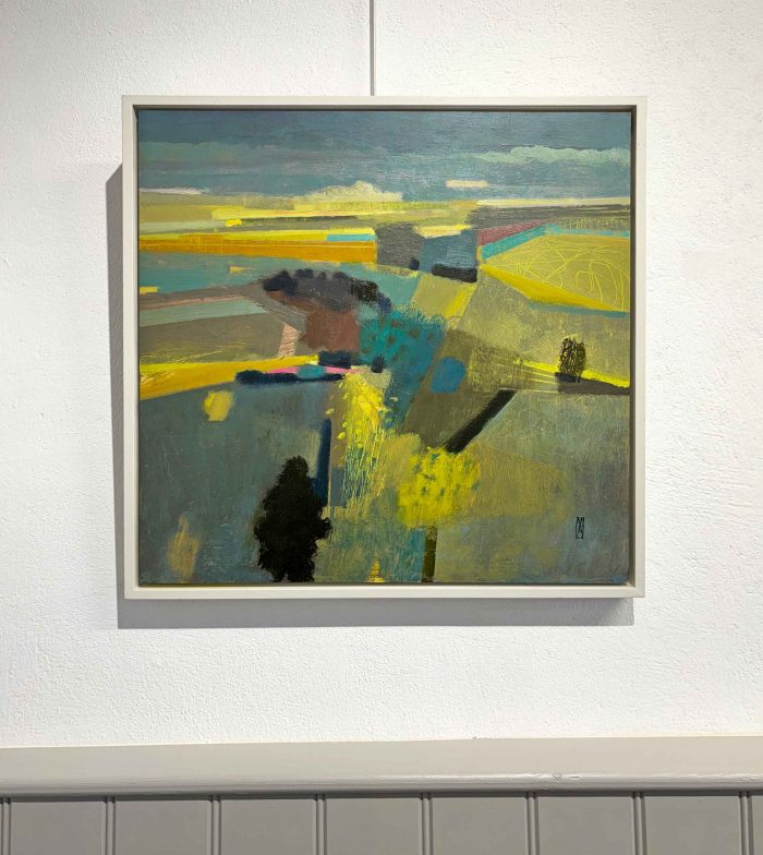 Yellow Field. Landscape  Paintings by Malcolm Ashman. Oil on panel.