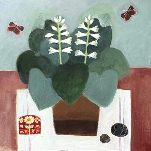 Hosta & Butterflies. Birds & Animals Floral Paintings by Uncategorised. Acrylic on board.