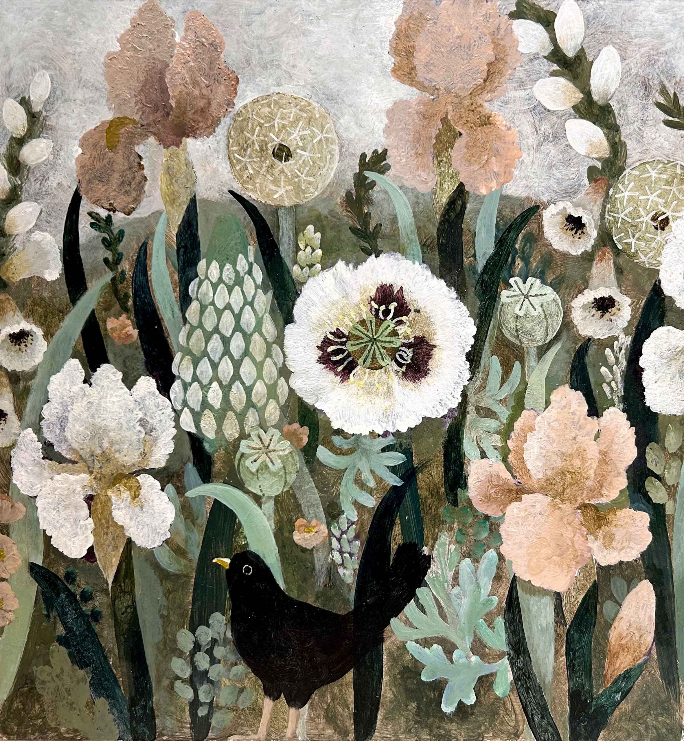 Resting Bee. Birds & Animals Landscape Paintings by Sarah Bowman. Oil on board.