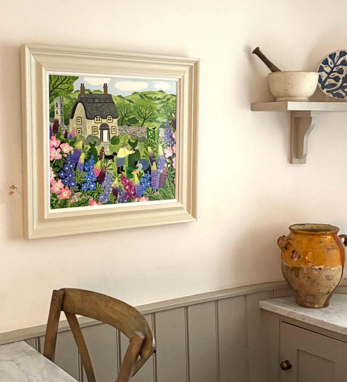 Summer Topiary Trimming. Landscape Floral Paintings by Vanessa Bowman. Oil on card.