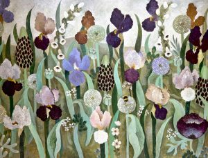 Allium & Bee. Birds & Animals Floral Paintings by Sarah Bowman. Oil on board.