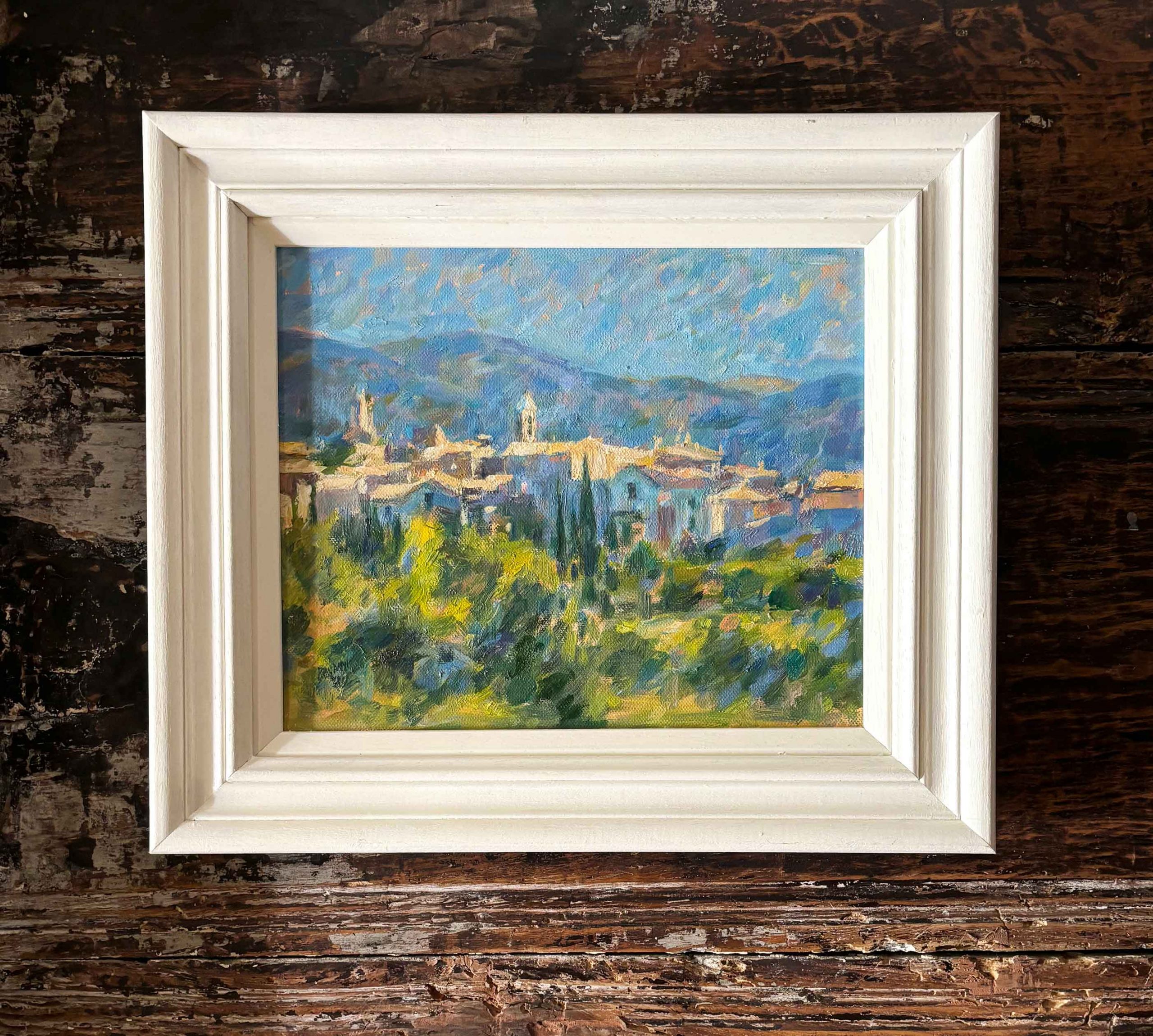 Lourmarin, Provence. European Landscape Paintings by Michael Bowman. Oil on board.