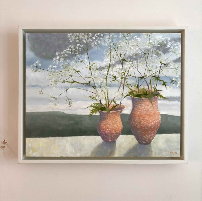Ancient Bell Beakers II. Landscape Still Life Paintings by Jane Brayne. Oil on canvas.