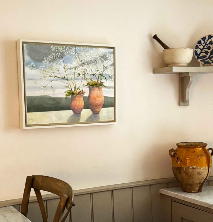 Ancient Bell Beakers II. Landscape Still Life Paintings by Jane Brayne. Oil on canvas.