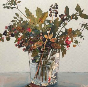 Hedgerow Branches. Still Life Floral Paintings by Anna Perlin. Mixed media on canvas.