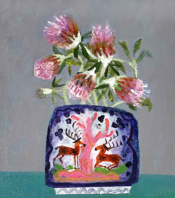 Clover. Still Life Floral Paintings by Arabella Shand. Oil on board.