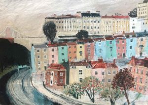 Autumn Walk, Clifton. Landscape  Paintings by Jane Askey. Mixed media on paper.