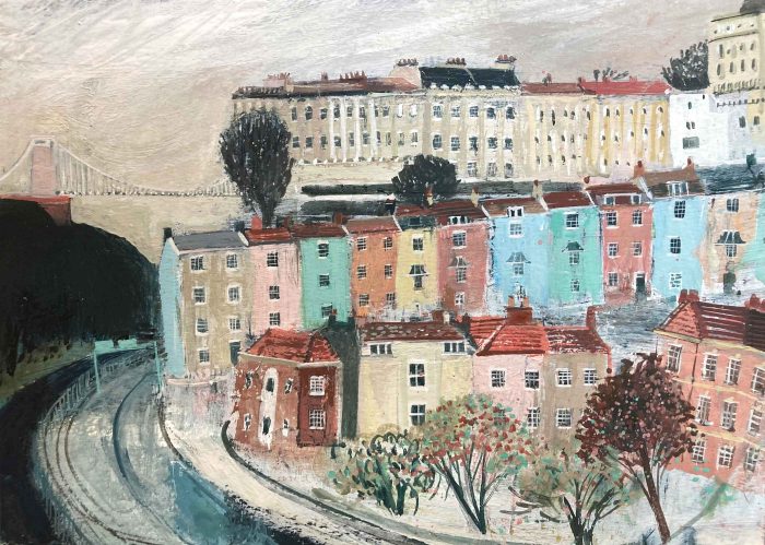 Autumn Walk, Clifton. Landscape  Paintings by Jane Askey. Mixed media on paper.