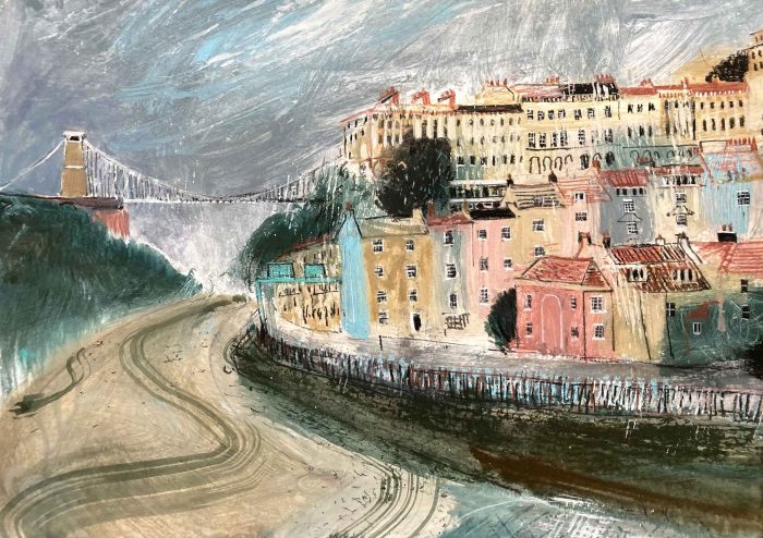 Walking Towards Clifton. Landscape  Paintings by Jane Askey. Mixed media on paper.