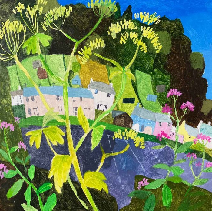 Down the Garden. Landscape Floral Paintings by Mark Rochester. Acrylic on board.