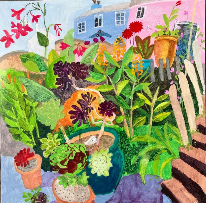 From My Studio Window. Landscape Floral Paintings by Mark Rochester. Acrylic on canvas.