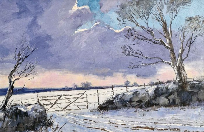 Moorland Gate. Landscape  Paintings by Caroline McMillan Davey. Oil on board.