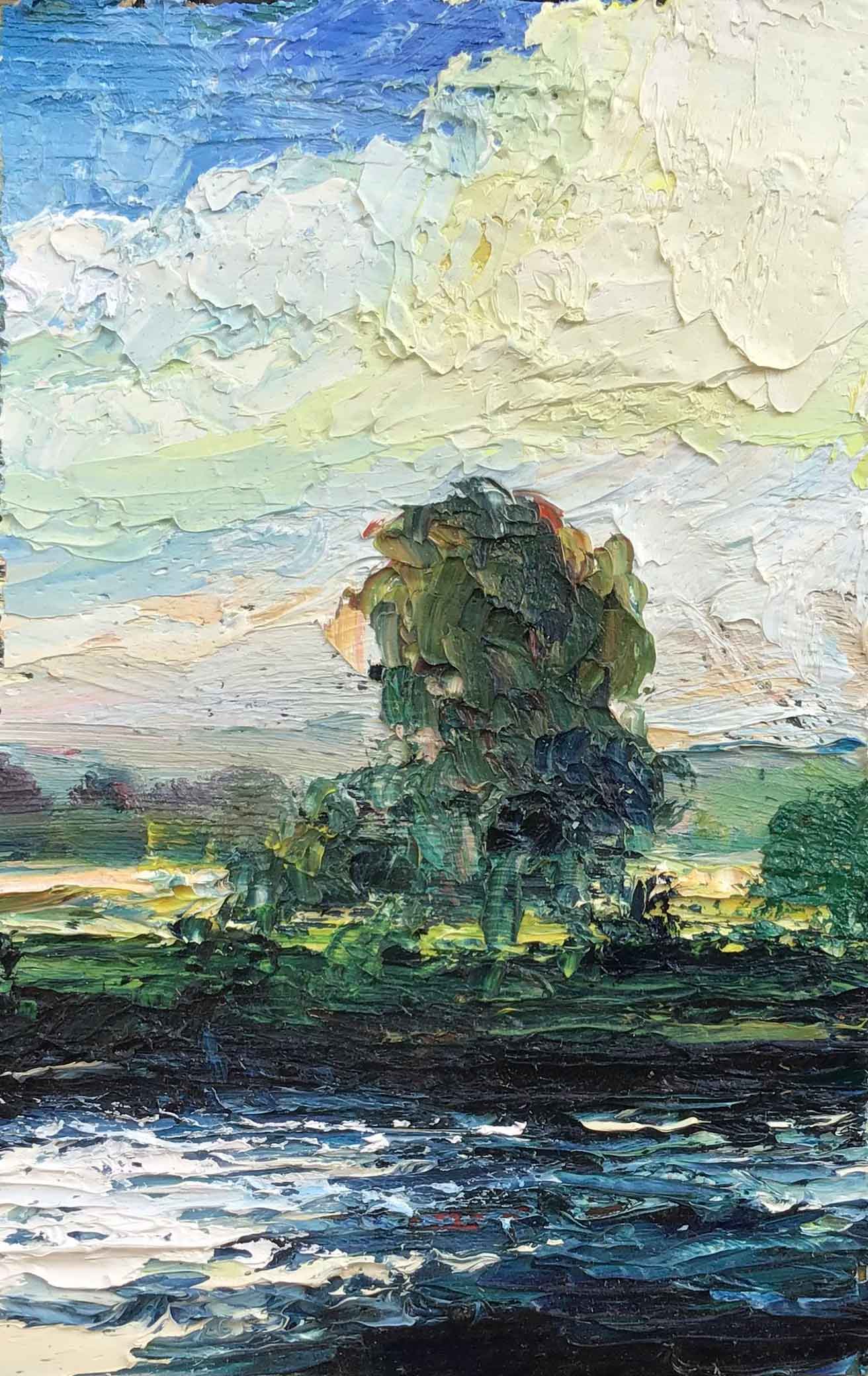 Beside the Water. Landscape Dartmoor Paintings by David Morgan. Oil on board.