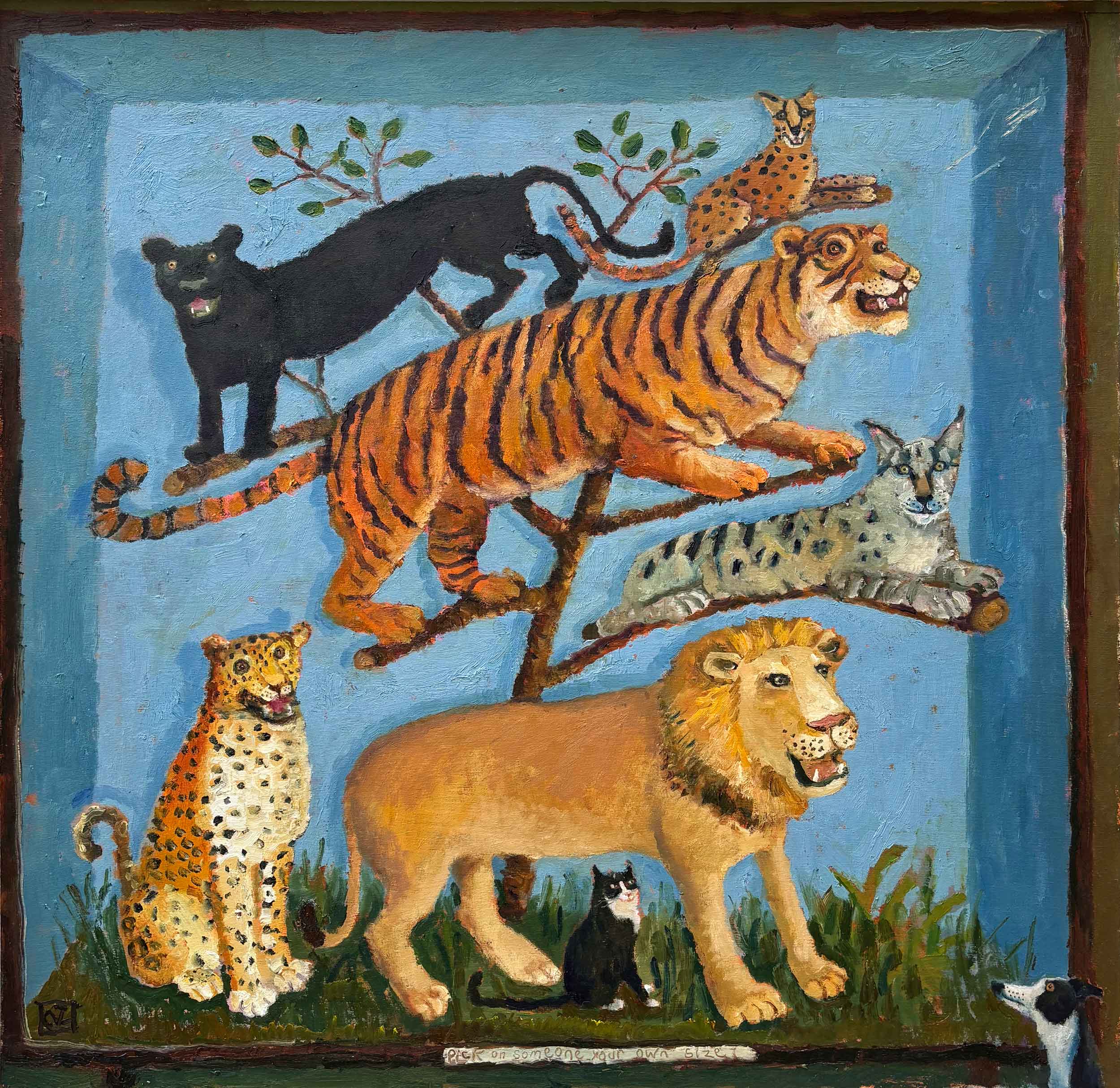 Pick on Someone Your Own Size. Birds & Animals Interiors Paintings by Vanessa Cooper. Oil on board.