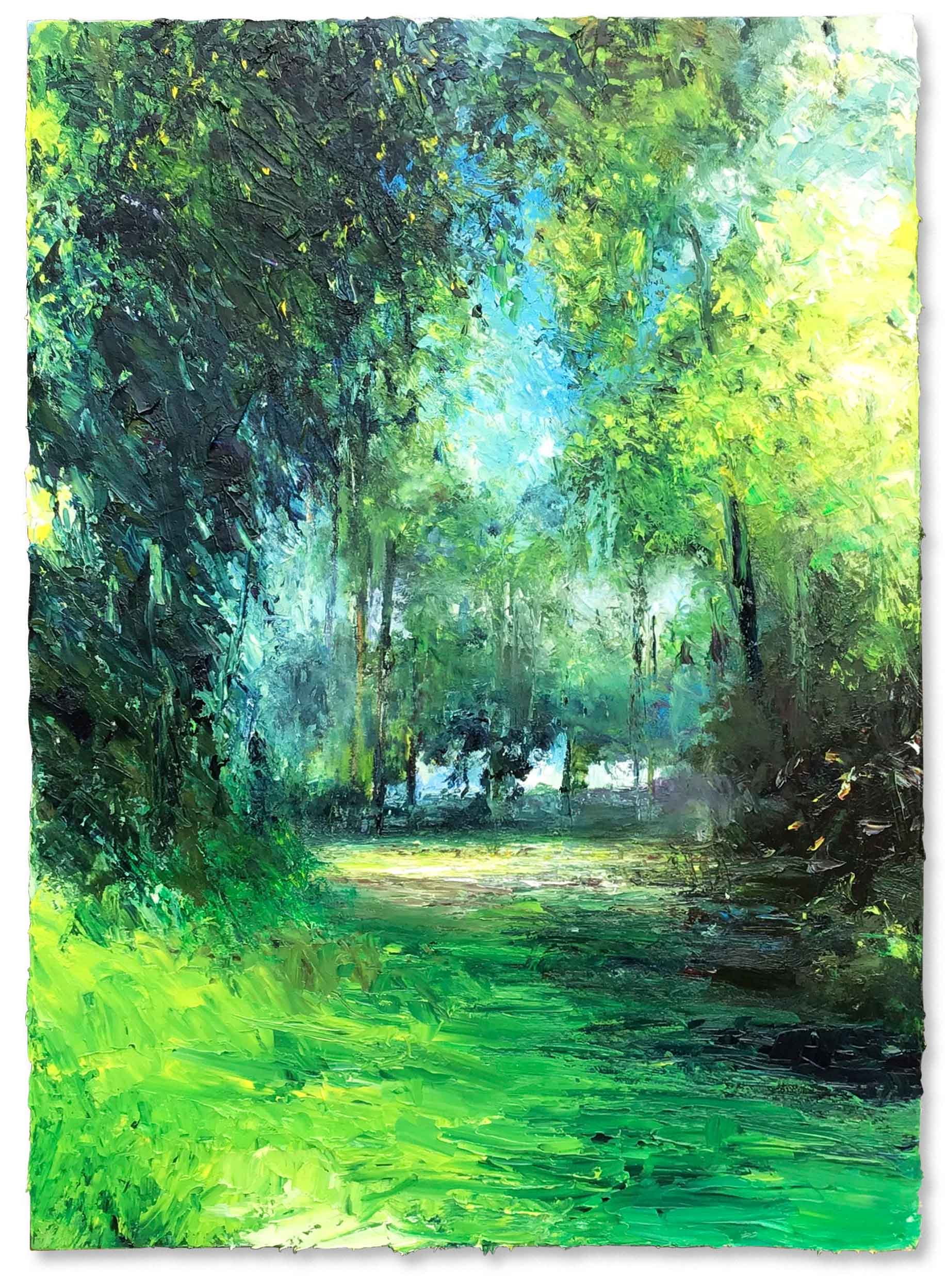 Through the Trees. Landscape  Paintings by David Morgan. Oil on board.