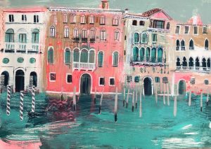 Exploring Venice. European Landscape Paintings by Jane Askey. Mixed media on paper.