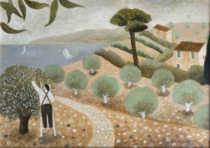 Gentle Breeze, Mallorca. European Landscape Paintings by Sarah Bowman. Oil on board.