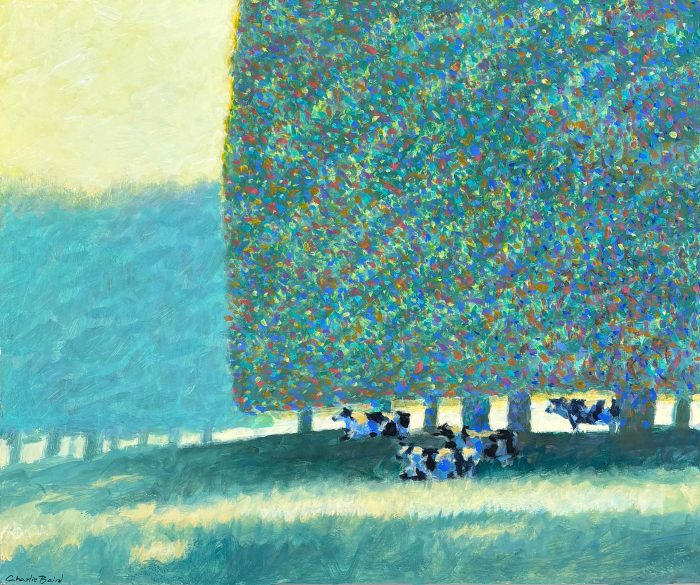 Tuscan Hill. European Landscape Paintings by Charlie Baird. Mixed media on board.