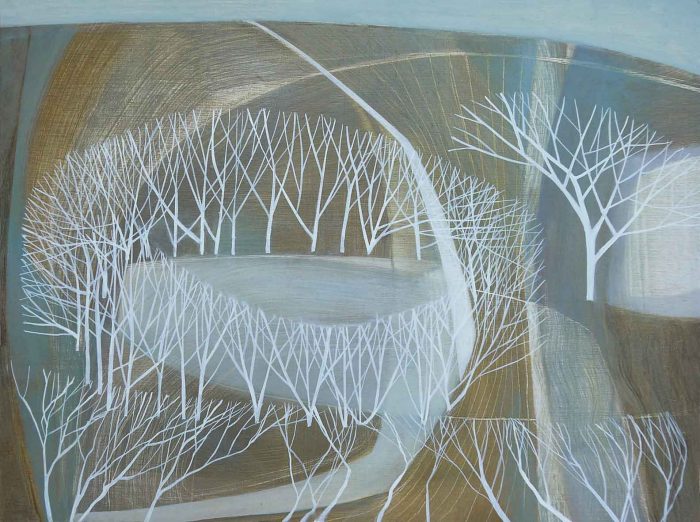 The Dew Pond. Landscape  Paintings by Sarah Lees. Oil on board.