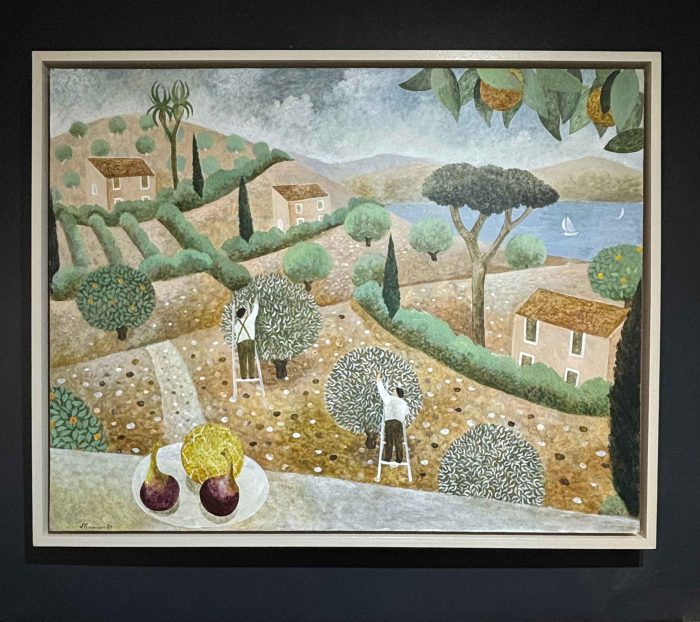 Fruit Plate, Mallorca. European Landscape Paintings by Sarah Bowman. Oil on board.