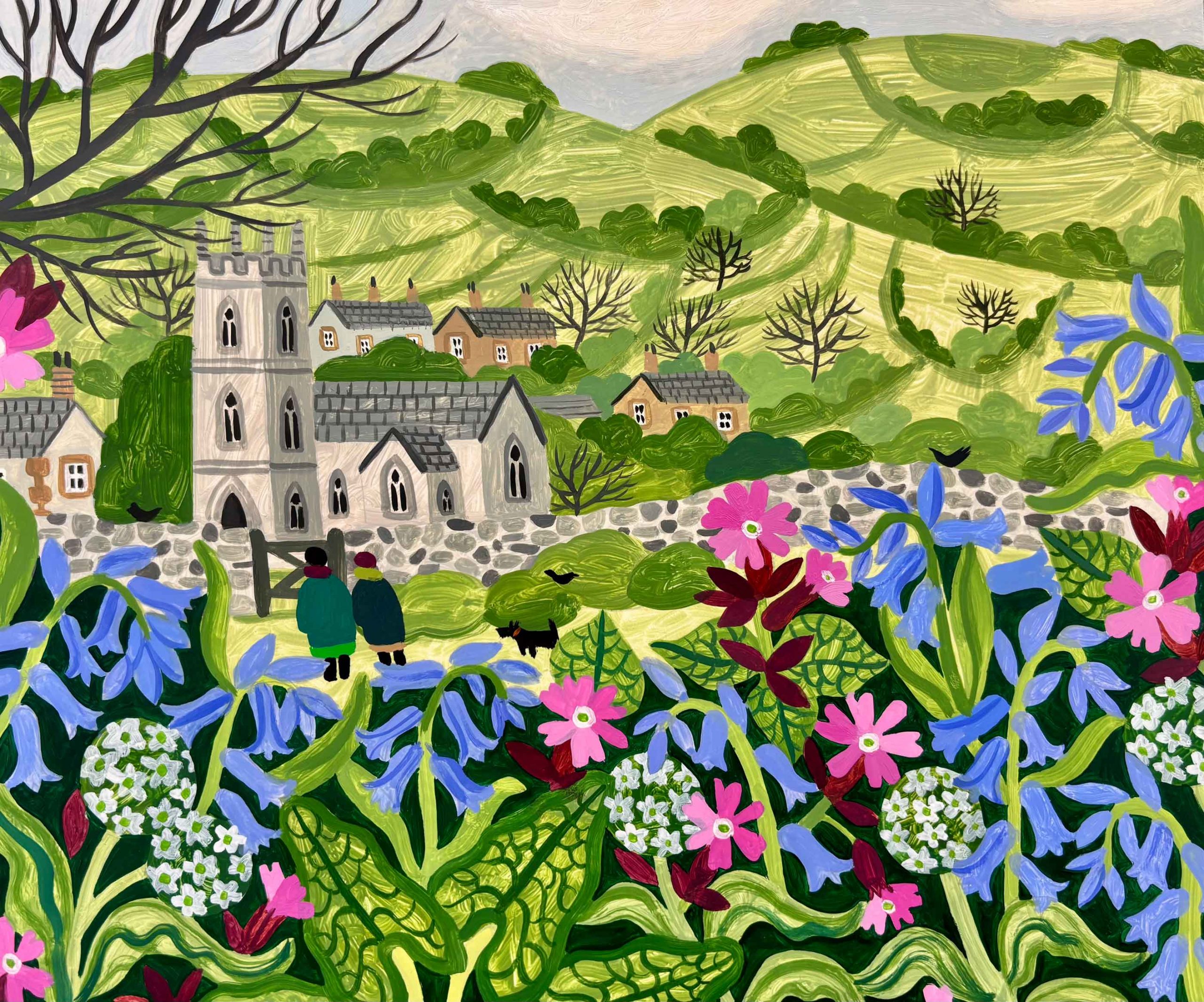 Swallows & Dog Roses.   Paintings by Vanessa Bowman. Oil on card.