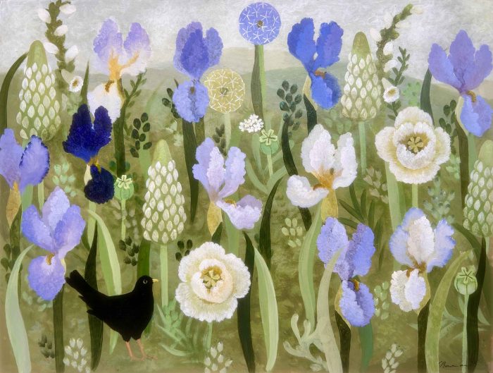 White Poppies. Birds & Animals Landscape Paintings by Sarah Bowman. Oil on board.