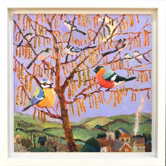 Bird's Eye View. Floral Birds & Animals Paintings by Vanessa Cooper. Oil on board.