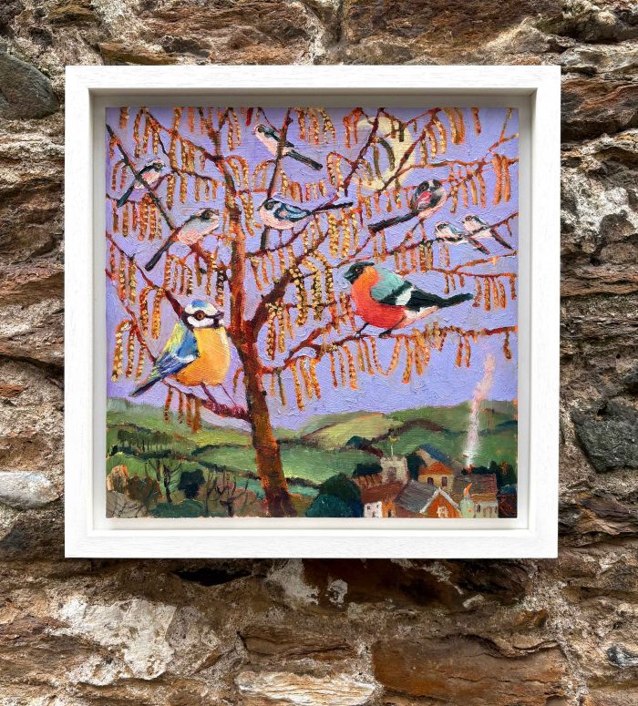 Bird's Eye View. Floral Birds & Animals Paintings by Vanessa Cooper. Oil on board.