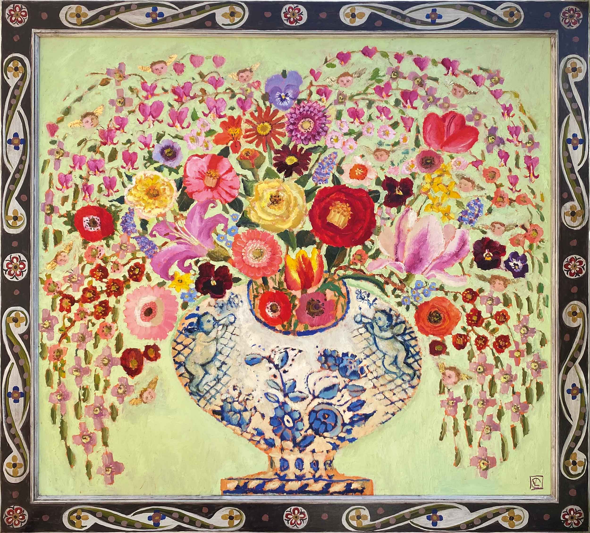 Heavenly Scent. Interiors Floral Paintings by Vanessa Cooper. Oil on board with hand painted frame.