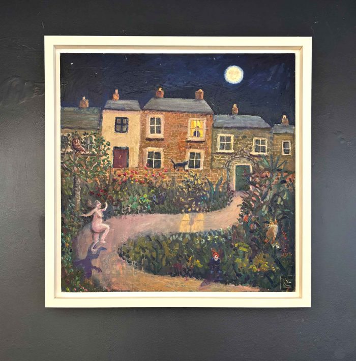 Mooning About. Birds & Animals Landscape Paintings by Vanessa Cooper. Oil on board.