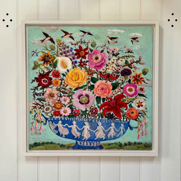 Singing Bowl. Birds & Animals Landscape Paintings by Vanessa Cooper. Oil on board.