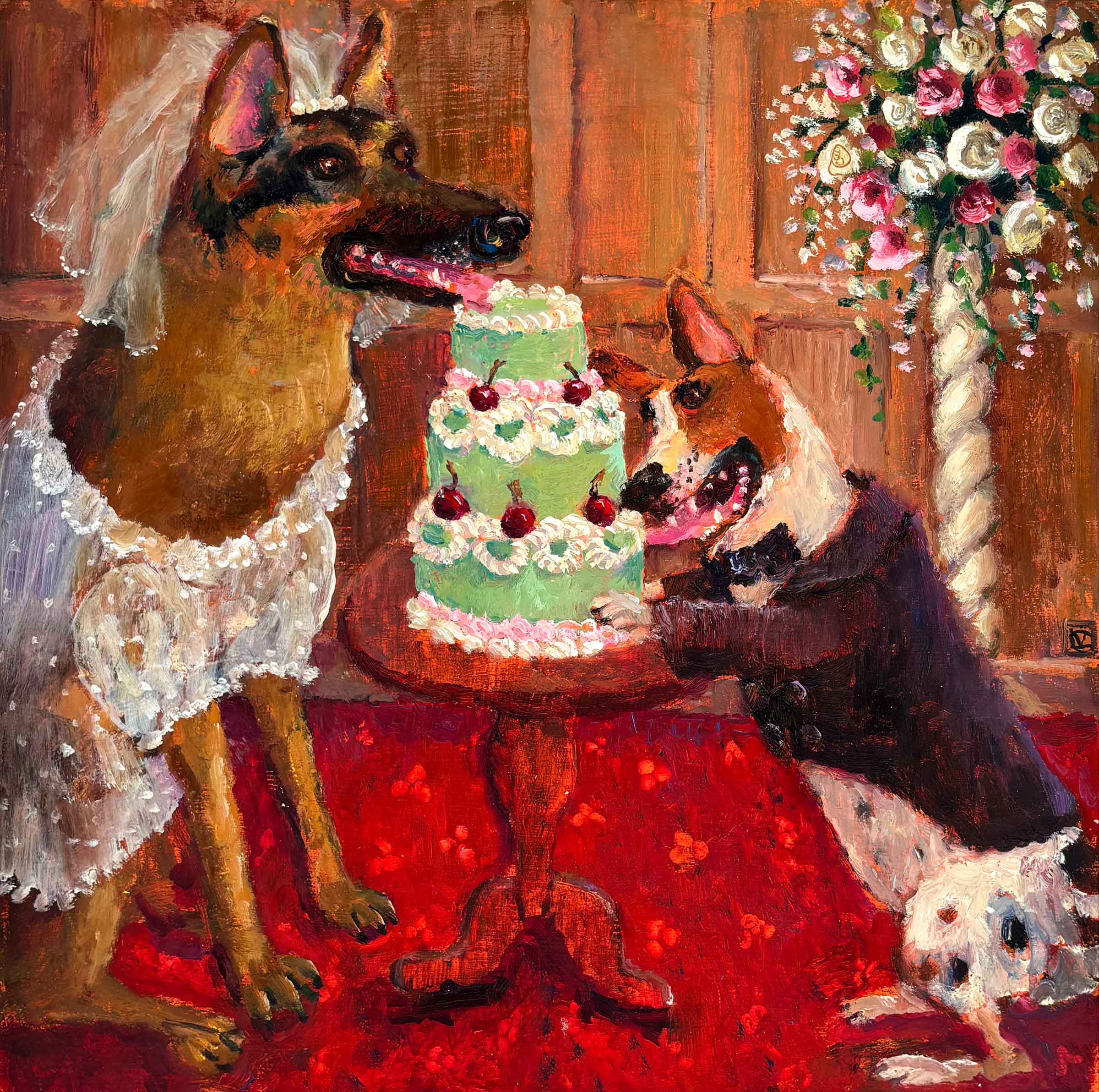 The Bride & Groom. Birds & Animals Interiors Paintings by Vanessa Cooper. Oil on board.