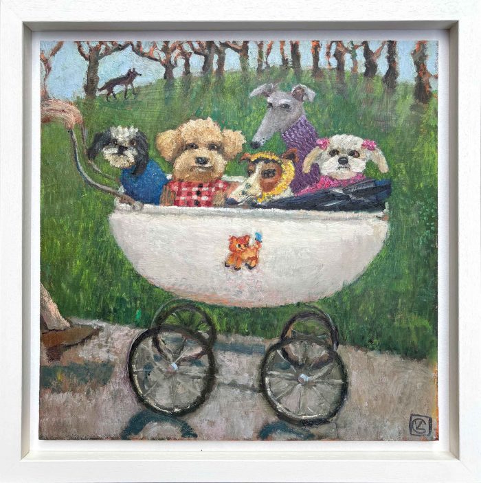 The Wolf Gang. Birds & Animals Landscape Paintings by Vanessa Cooper. Oil on board.