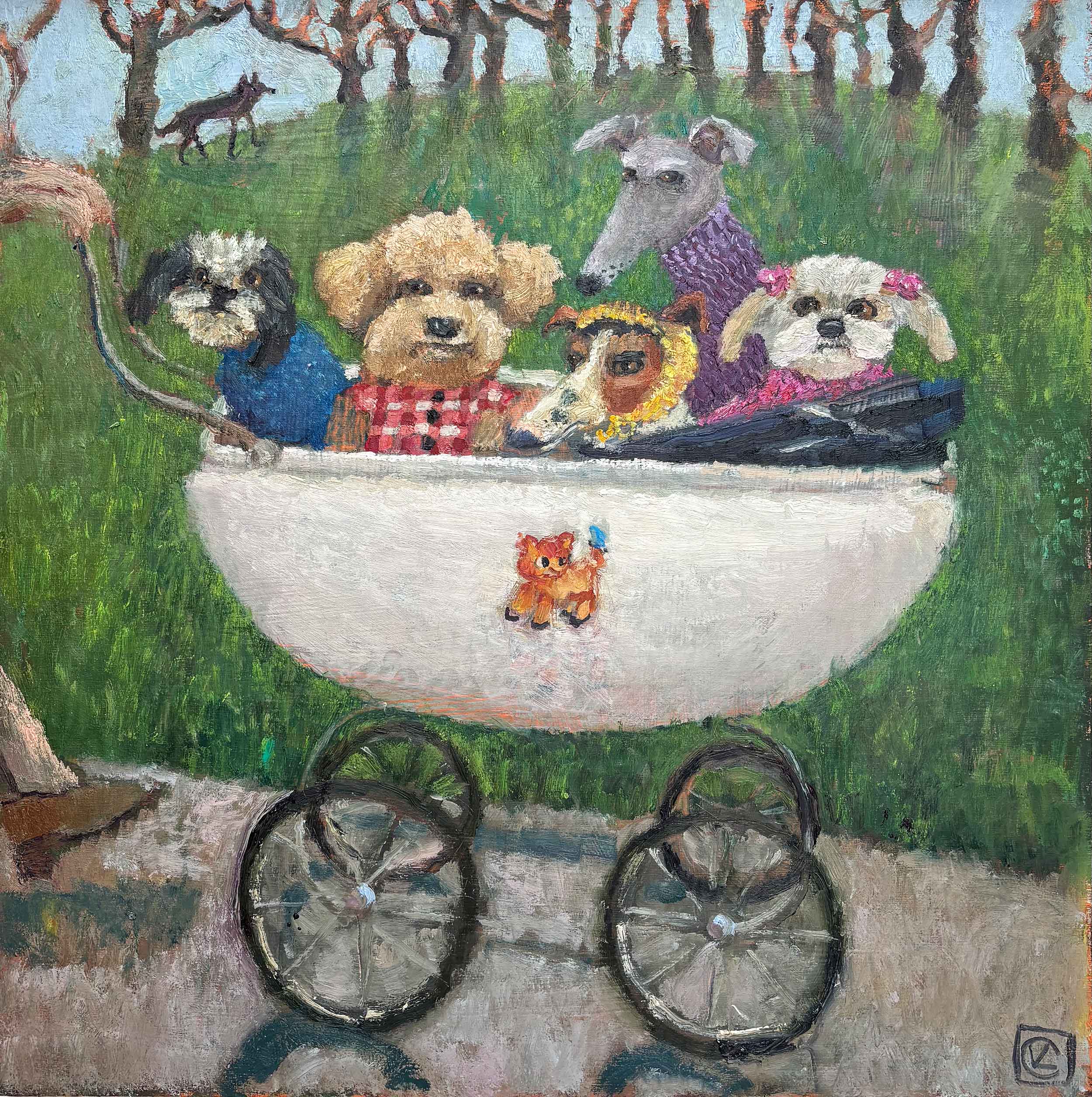 The Wolf Gang. Birds & Animals Landscape Paintings by Vanessa Cooper. Oil on board.