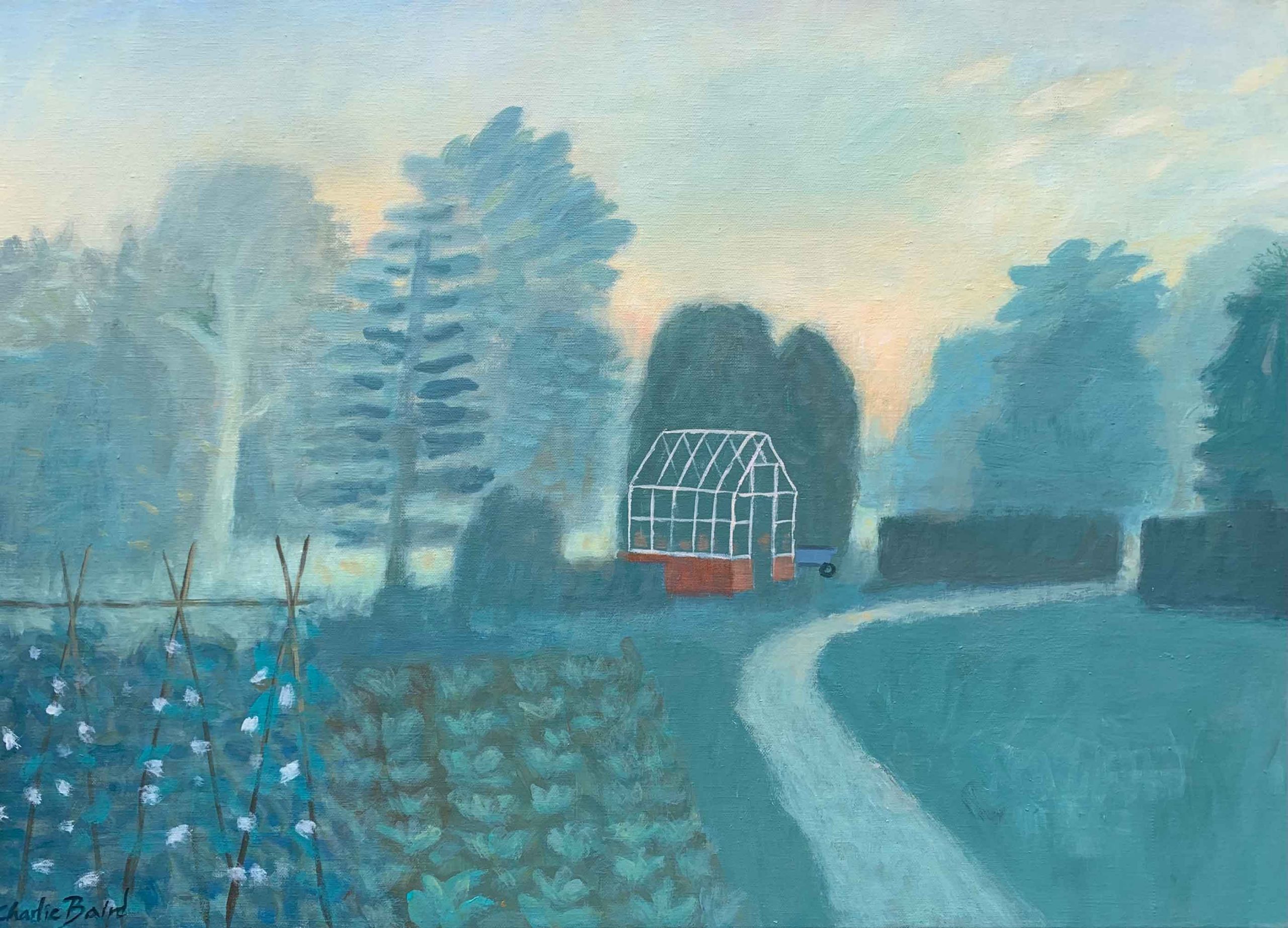 Path. Landscape  Paintings by Charlie Baird. Mixed Media on Linen.