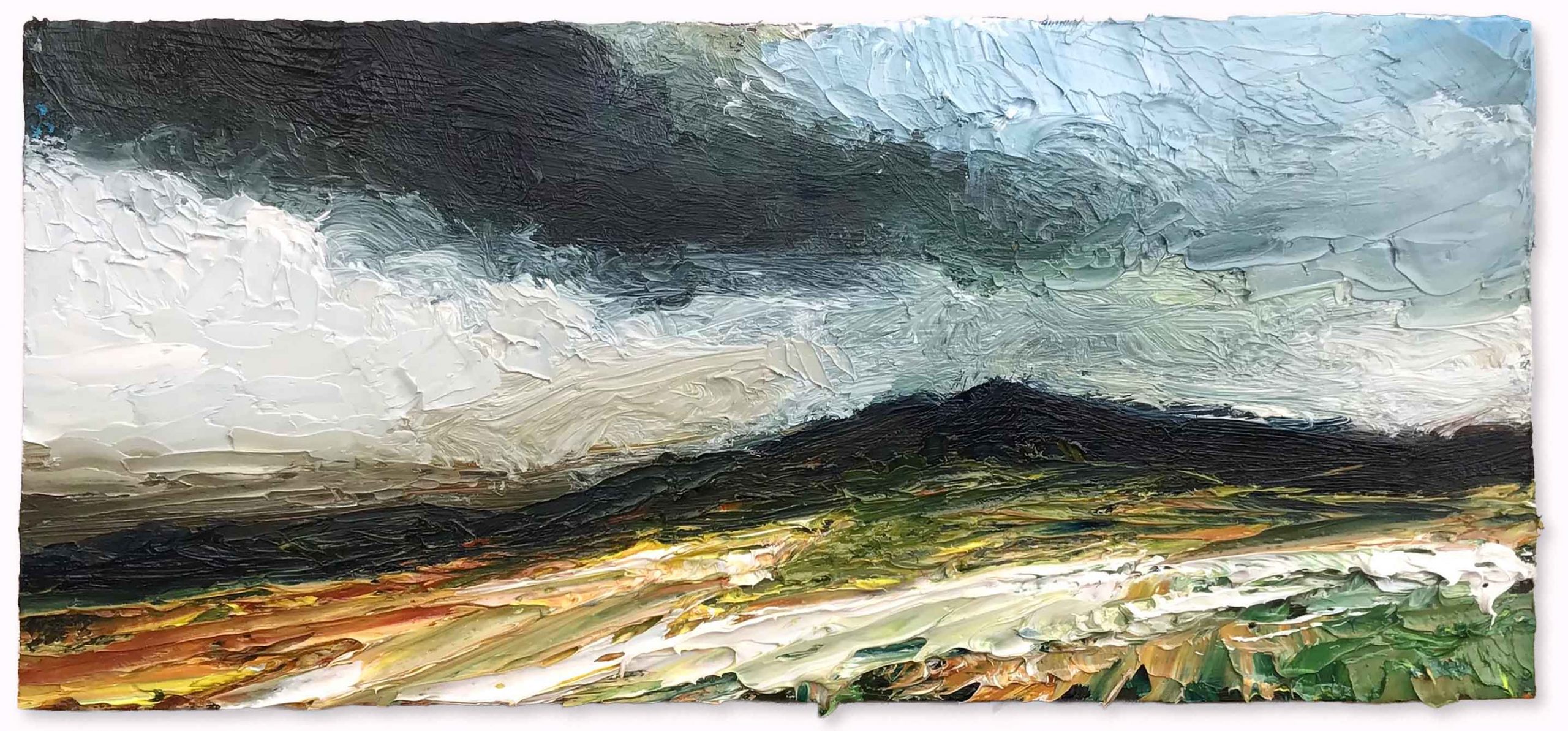 Snow Cloud, Dartmoor. Dartmoor Devon Paintings by David Morgan. Oil on board.