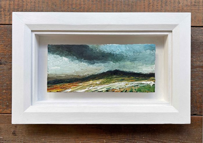 Snow Cloud, Dartmoor. Dartmoor Devon Paintings by David Morgan. Oil on board.