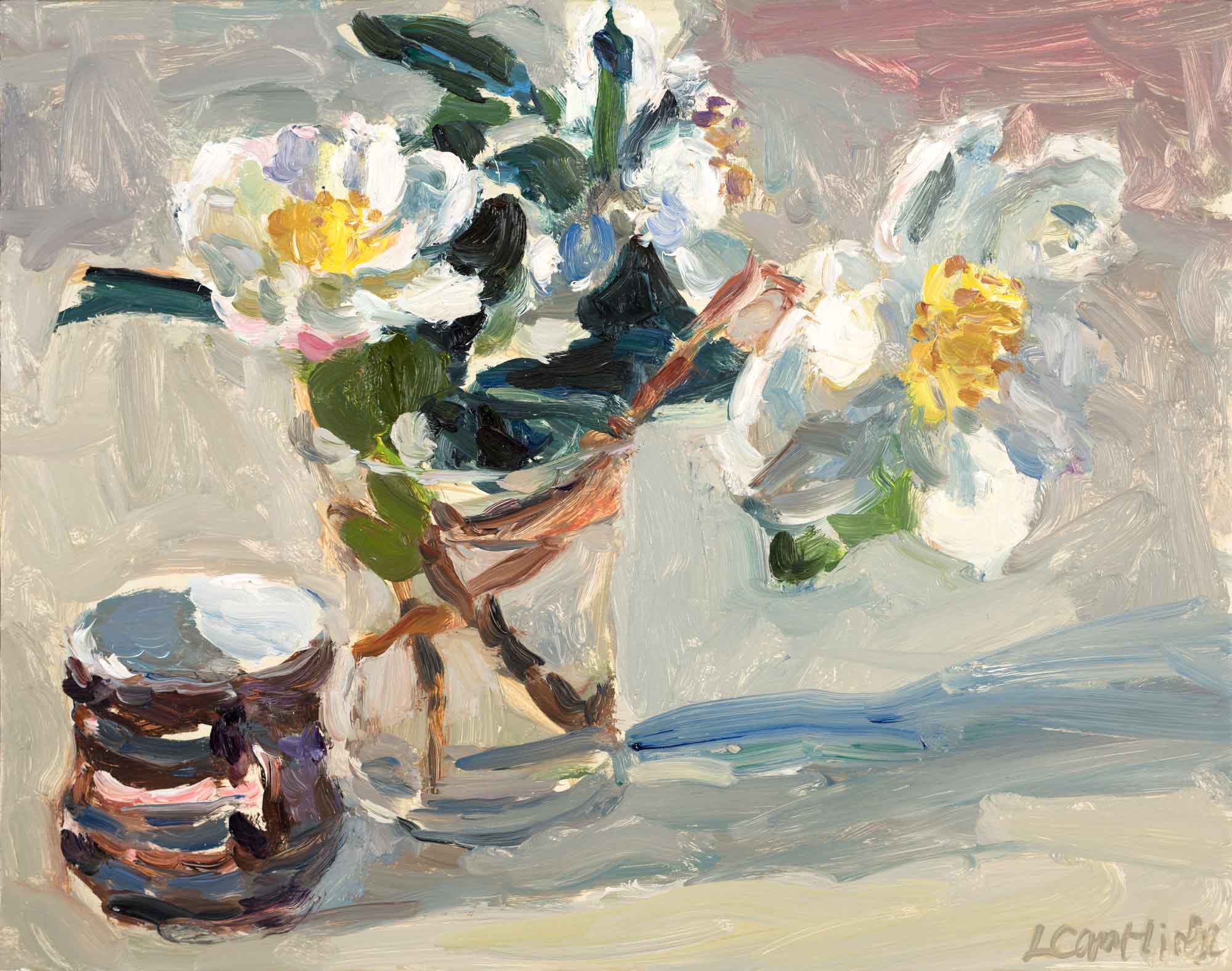 Two Pears.   Paintings by Lynne Cartlidge. Oil on board.