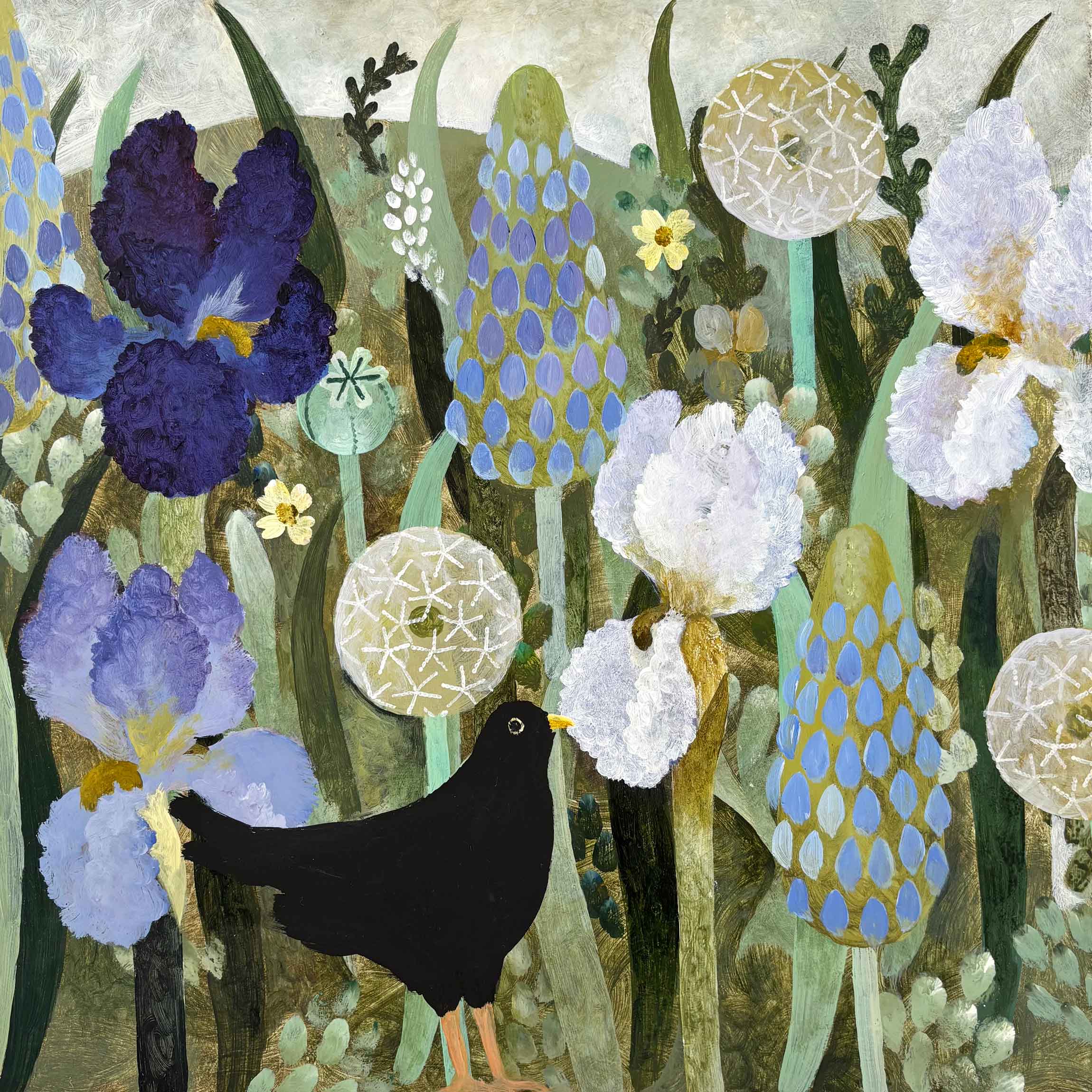 Blue Lupins (print).   Prints by Sarah Bowman. Digital archive print.