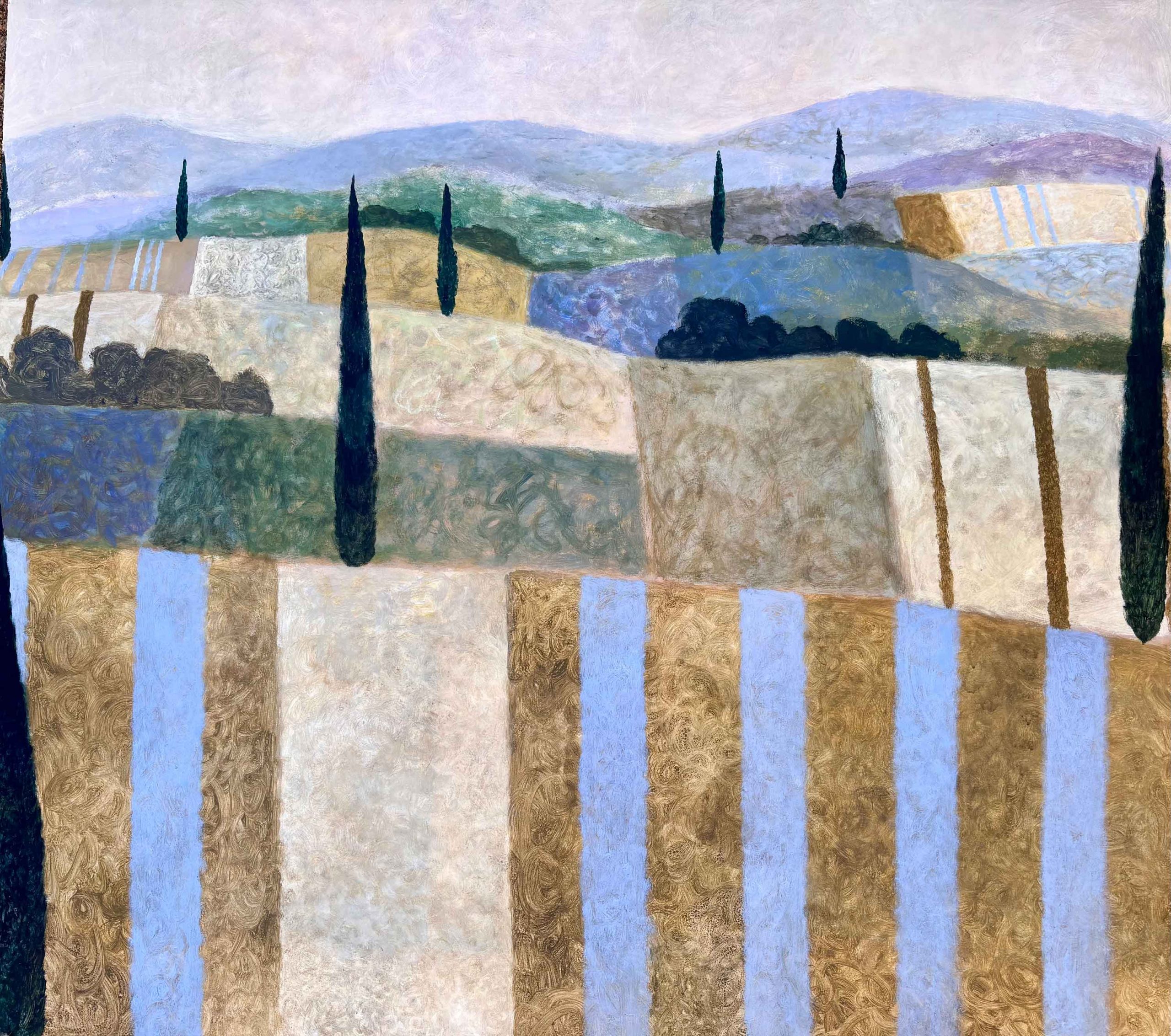 Earthy Reds, Provence. European Landscape Paintings by Sarah Bowman. Oil on board.