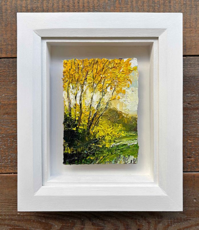 Autumn Hedgerow. Devon Landscape Paintings by David Morgan. Oil on board.