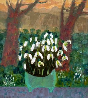 Crocus. Floral Figurative Paintings by Arabella Shand. Oil on board.