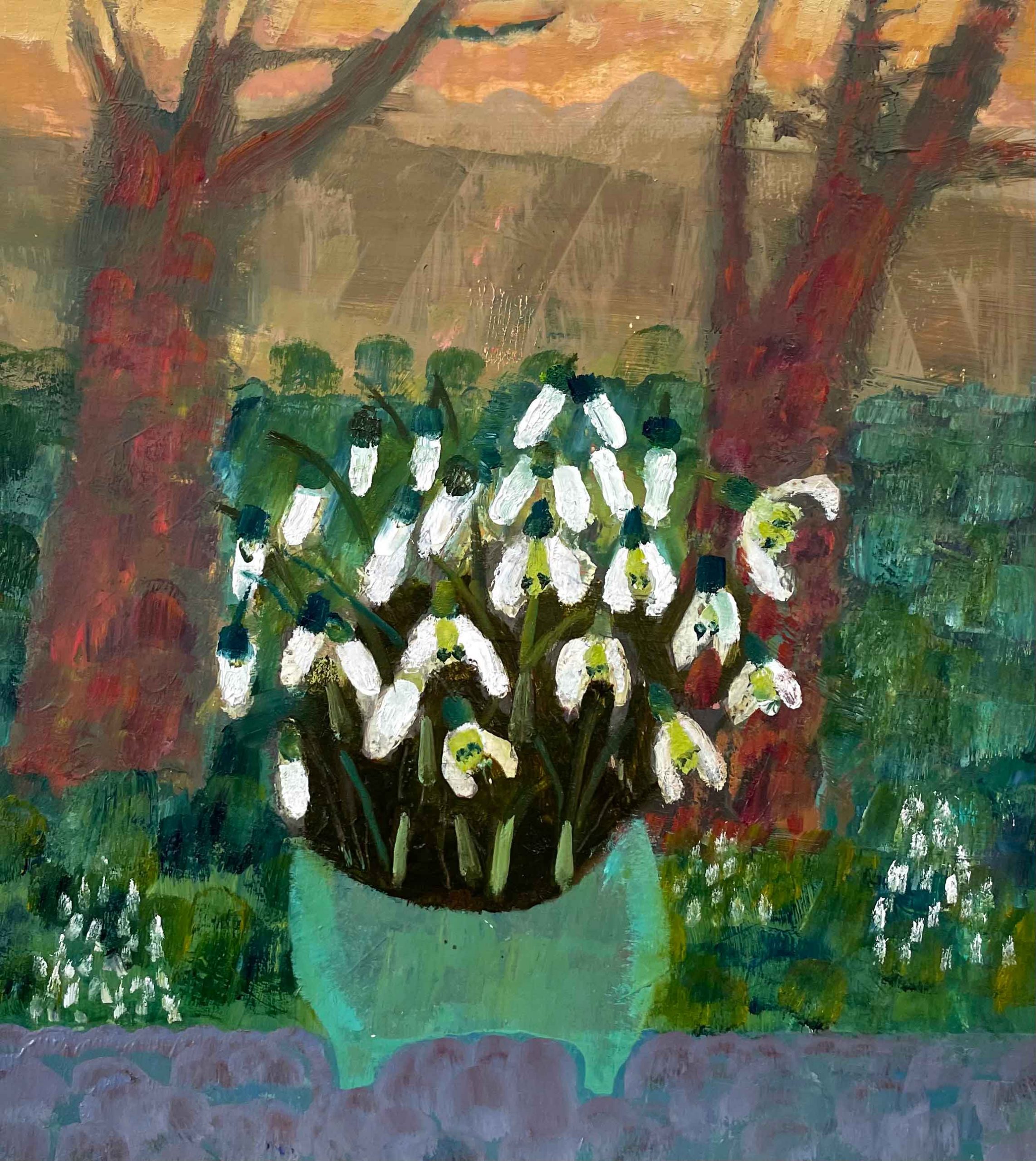 Crocus. Floral Figurative Paintings by Arabella Shand. Oil on board.