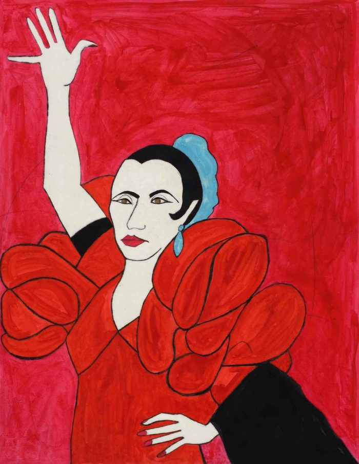 Lola Flores. Figurative  Prints by Kate Boxer. Drypoint & gouache.