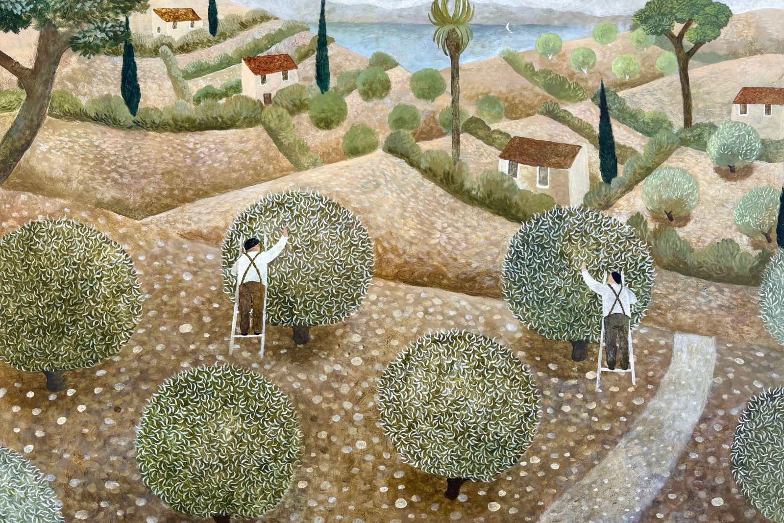 The Olive Grove. European Landscape Paintings by Sarah Bowman. Oil on board.