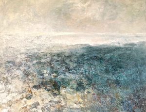 Perranporth. Cornwall Seascape Paintings by Ellen Watson. Mixed media on canvas.