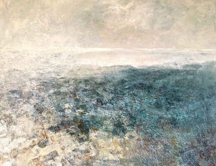 Perranporth. Cornwall Seascape Paintings by Ellen Watson. Mixed media on canvas.