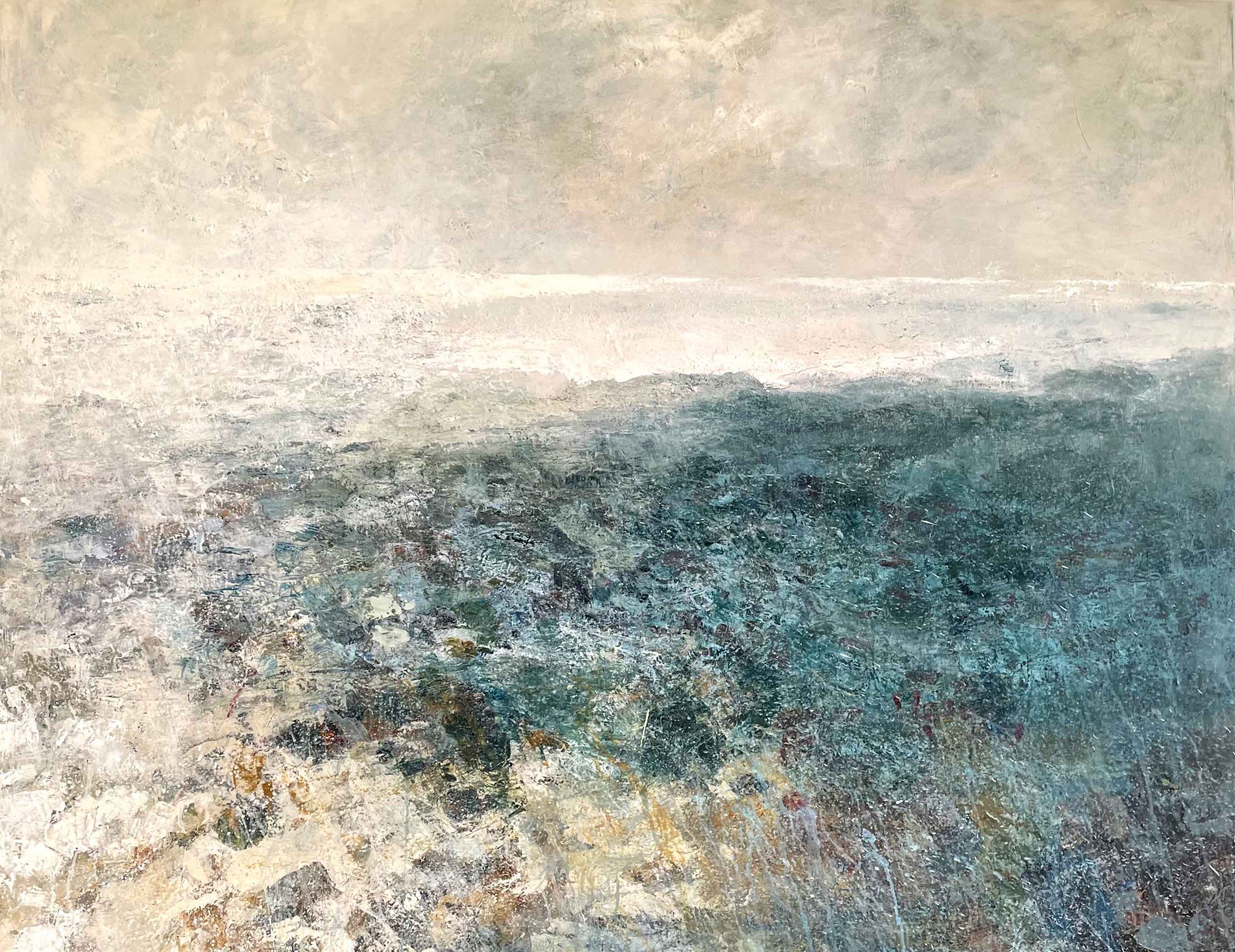 Perranporth. Cornwall Seascape Paintings by Ellen Watson. Mixed media on canvas.